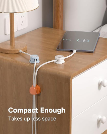 Magnetic Cable Clips, Adjustable Cord Holder Management, Adhesive Wire Keeper Organizer for Home Office Desk Phone PC Car Wall Desktop Nightstand Appliance (9-PCS White_Orange_Blue)