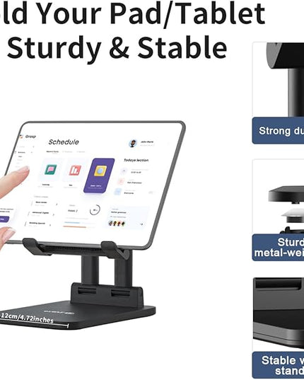TriPro Tablet Stand -Portable Monitor Stand,4.72" Wide, Adjustable & Foldable, Super Sturdy,Tablet Holder for Desk Compatible with iPad/Tablets/Portable Monitor 7"-15.6"