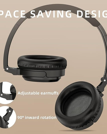 SoundMAGIC P23BT Portable On Ear Bluetooth Headphones CVC Noise Canceling Microphone HiFi Sound Stable Wireless Signal Connection Long Playtime with Detachable Cable for Game Black