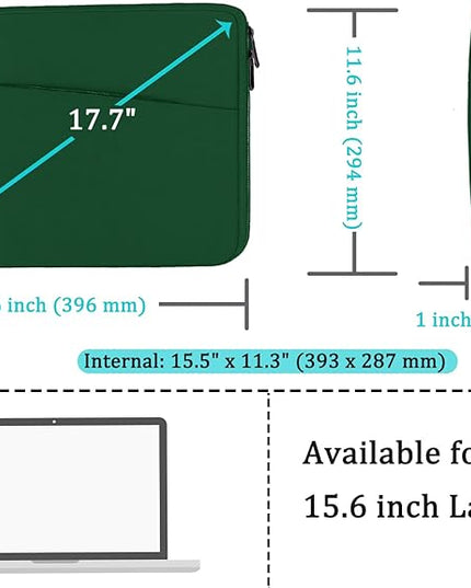 15.6 inch Laptop Case, Shockproof Protective Computer Carrying Cover with Front Pocket, Briefcase Handbags Laptop Bag for 15.6 inch HP, Dell, Acer, Asus, Notebook, Dark Green