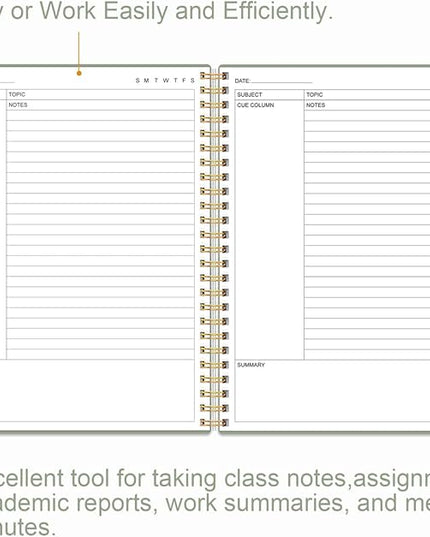 Yaridar A4 Cornell Notes Notebook - College Spiral Cornell Notebooks for Note Taking, Subject Ruled Steno Pads for Office/School/College/Home, 8.5" x 11", Green