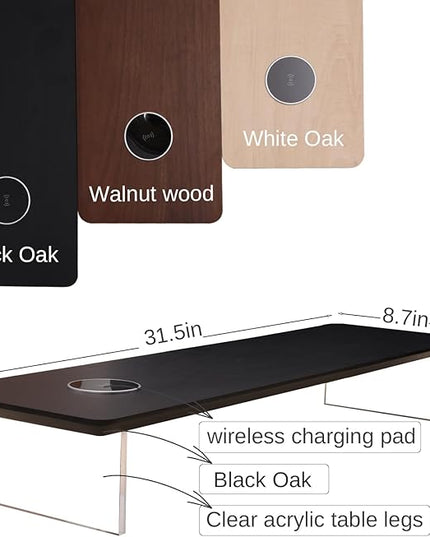 SUIBIAN Black Monitor Stand Riser with Wireless Charging 31.5Inch Large, Computer Monitor Stand,Wooden Desktop Organizer Shelf for Office Desk Computer,Laptop,TV (Black Oak)