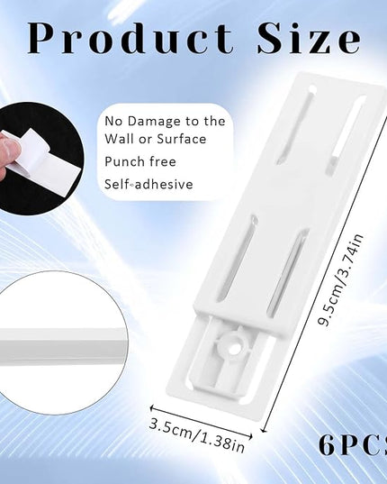 Adhesive Punch Free Socket Holder 6 Pcs Power Stirp Holder Self-Adhesive Power Strip Holders Surge Protector Fixator Wall Mount Space Saving and Easy to Install for Computer Kitchen Home Office