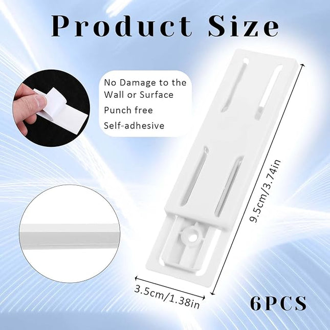 Adhesive Punch Free Socket Holder 6 Pcs Power Stirp Holder Self-Adhesive Power Strip Holders Surge Protector Fixator Wall Mount Space Saving and Easy to Install for Computer Kitchen Home Office