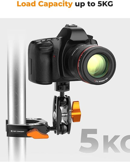 K&F CONCEPT Dual Ball Heads Magic Arm, Articulating Magic Arm with 1/4"-20 Screw, 360° swivelling Ball Head, Aluminum Alloy Camera Monitor Mount Arm