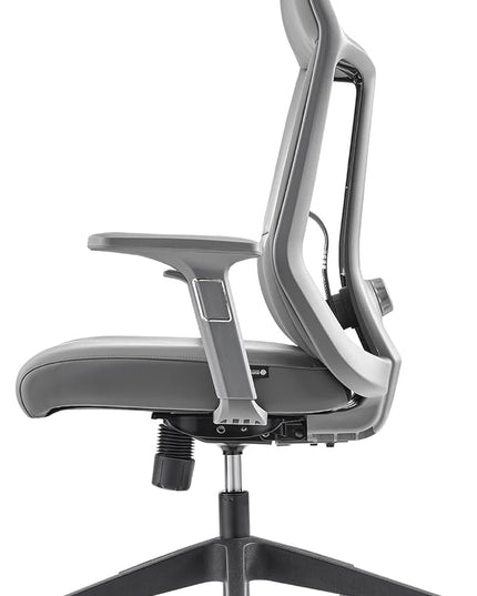 EUREKA ERGONOMIC Valen Leather Desk Chair, High Back Office Chair, Microfiber PU Leather Office Chair with Wheels, Executive Office Chair Comfy for Samll Spaces, Grey