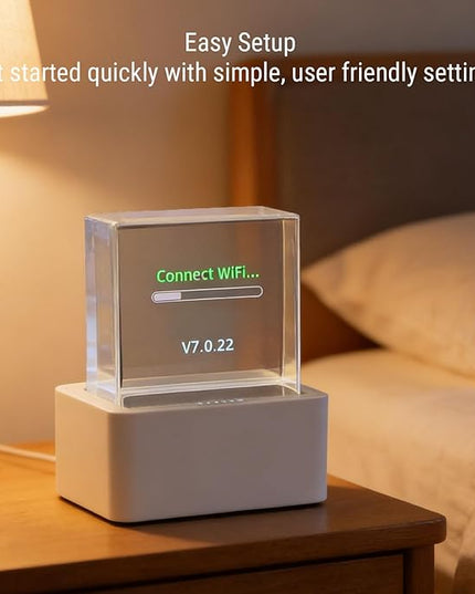 ZIZEV LED Holographic 3D Photo Display, Smart Weather Station Digital Clock with GIF Animations and Electronic Image Album Player for Desktop Car Decor