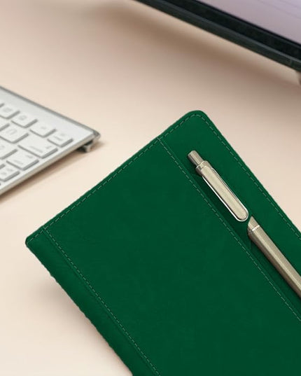SLFreMint Premium Hardcover Notebook with Pen and Pen Holder Clip, Card Pockets, 240 Pages, College Ruled, 80GSM, Leather Note Book for Work, Study, Diary and Other Scenarios, Suitable Journal for Both Men and Women