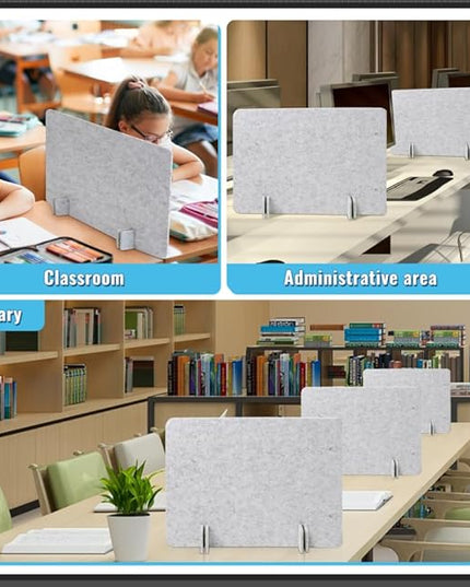 Desk Privacy Panel Set, Desk Partition Cubicle Wall Freestanding Noise-Reduction Panels Room Divider, Soundproof Partition with Support Feet for Office or Home Use (Light Grey, 40 * 60 cm)