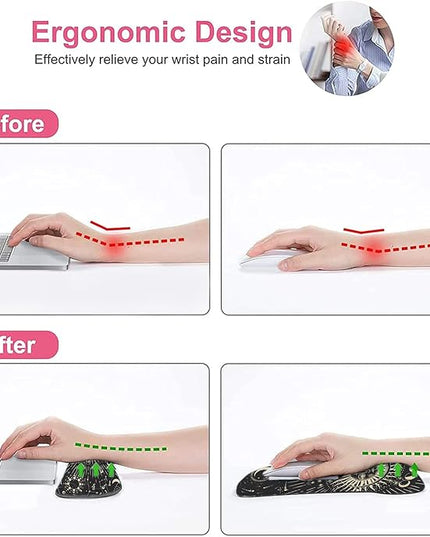 LATEEFAH Mouse Pad with Wrist Rest, 3-in-1 Gaming Mouse Pad, Keyboard Wrist Rest, Ergonomic Memory Foam Mousepad with Wrist Support for Computer Keyboard
