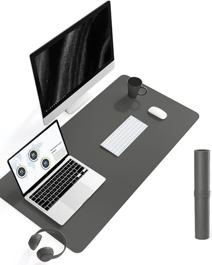 YSAGi Non-Slip Leather Desk Pad L Size, Waterproof Laptop Computer Desk Keyboard Mat, Table Protector Blotter Mat, Large Mouse Pad for Office/Work/Home/Decor(Dark Gray, 35.4" x 17")
