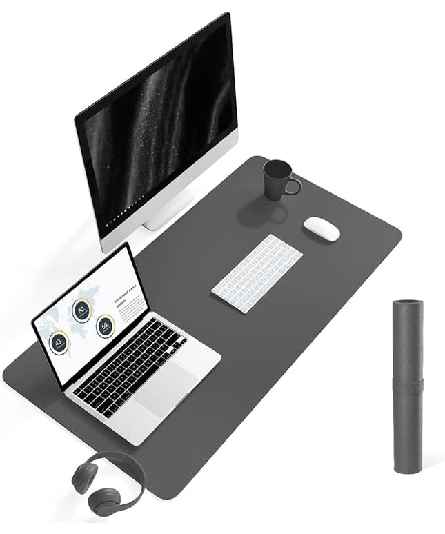 YSAGi Non-Slip Leather Desk Pad L Size, Waterproof Laptop Computer Desk Keyboard Mat, Table Protector Blotter Mat, Large Mouse Pad for Office/Work/Home/Decor(Dark Gray, 35.4" x 17")