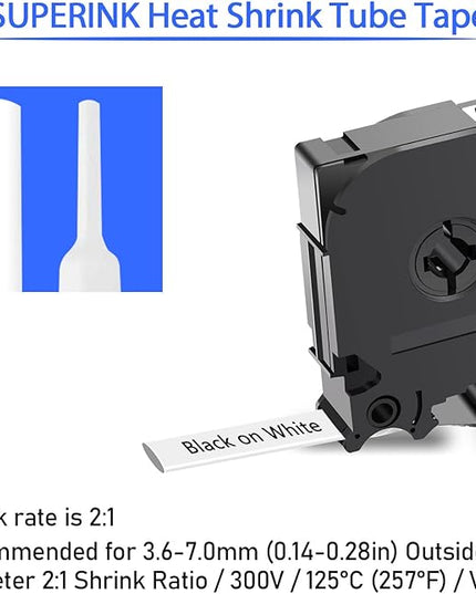3 Pack HSe-231 Heat Shrink Tube Label Compatible for Brother Ptouch HSe231 HS-231 0.46'' 11.7mm Black on White Heat Shrink Tube Label Tape for PT-D210 PT-D400 PT-E300 PT-E500
