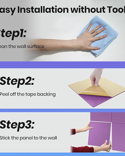 Focusound 18 Pack Sound Proof Panels for Walls, Self-Adhesive Acoustic Panels Sound Absorbing, 12" X 12" X 0.4" High Density Square Soundproof Wall Panels