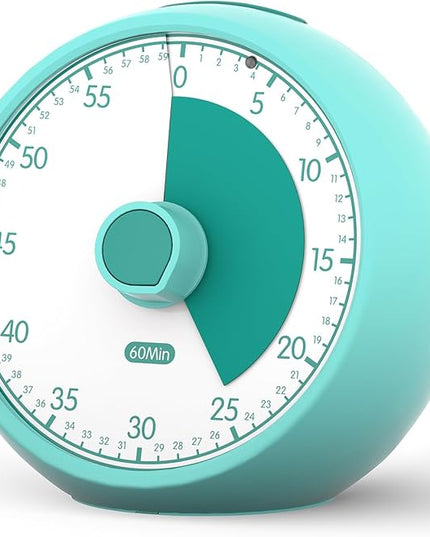 Conchstar Visual Timer for Kids 60-Minute - Countdown Timer with Optional Alarm, Focus Tool for ADHD & Autism, Time Management for Homework, Chores, Office, Kitchen, Teaching & Study Routines (Green)