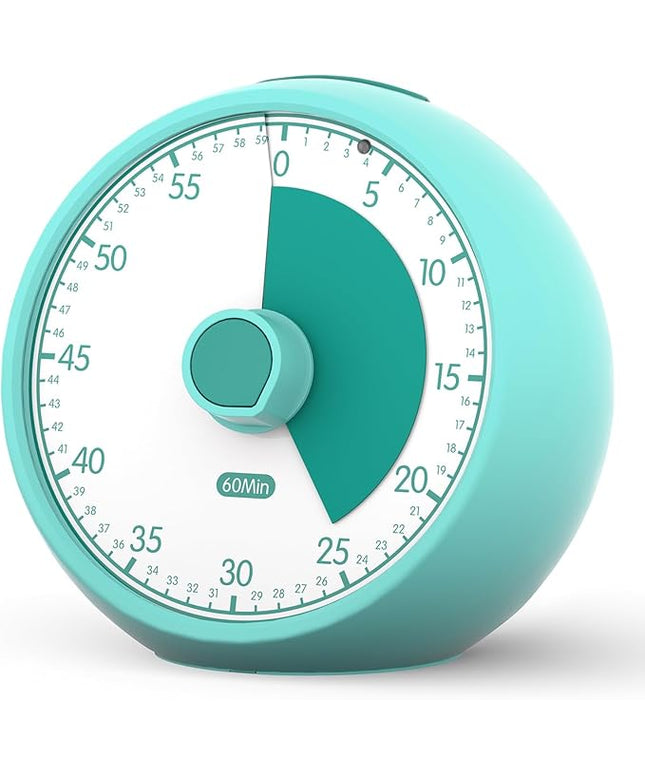 Conchstar Visual Timer for Kids 60-Minute - Countdown Timer with Optional Alarm, Focus Tool for ADHD & Autism, Time Management for Homework, Chores, Office, Kitchen, Teaching & Study Routines (Green)