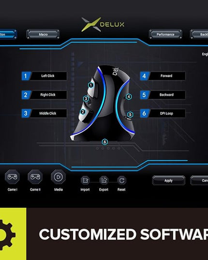 DeLUX Ergonomic Vertical Mouse, Wired Ergo Mouse for Large Hands, 6 Programmable Buttons, Up to 12800 DPI, Removable Wrist Rest, Vibrant RGB Backlit, for Windows 7/8/10/XP/Vista (M618Plus RGB-Wired)