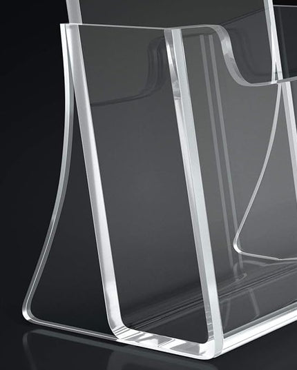 HIIMIEI 2 Pack 4 inch Wide Acrylic Brochure Holders for Pamphlets, Cards, Brochures, Magazines, Literature, Pamphlets Display Stand for Countertop