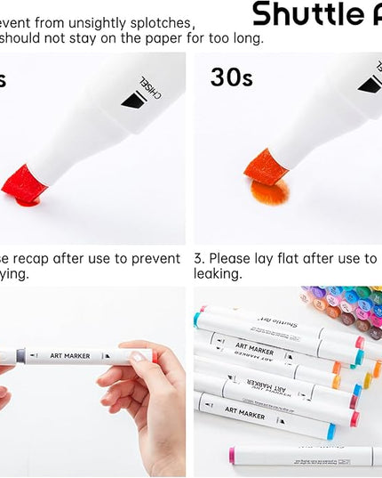 Shuttle Art 121 Colors Alcohol Markers, 120 Colors Dual Tip Art Marker Set Plus 1 Colorless Blender with Marker Case Perfect for Illustration Students Adult Coloring Sketching