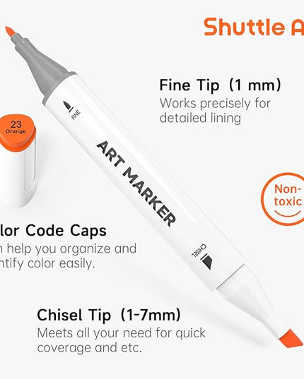 Shuttle Art 89 Colors Alcohol Markers, 88 Colors Dual Tip Art Marker Set Plus 1 Colorless Blender with Marker Case Perfect for Illustration Students Adult Coloring Sketching