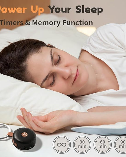 Mini Sound Machine Portable Baby White Noise Machine Brown Noise Machine 30 Soothing Sounds for Kids Adults Auto-Off Timer 32 Volume Levels Battery Sleep Machine for Home Office Privacy (Black)
