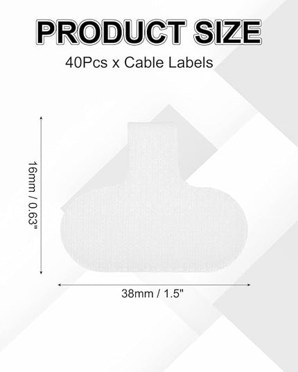 uxcell Cable Labels, 40Pcs Waterproof Cable Tag Writable Wire Labels Self-Adhesive Wire Tags Reusable Hook & Loop for Electronics Computer Cord Management Identification, White