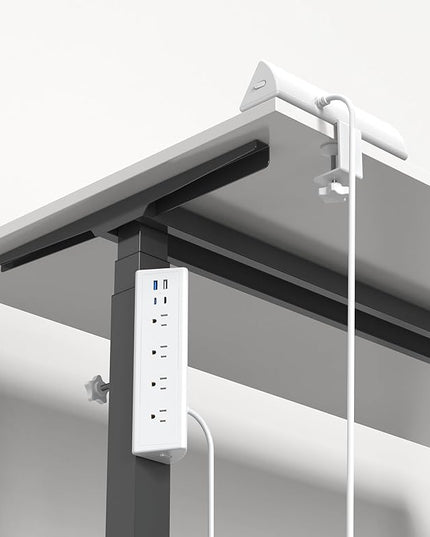 Jgstkcity Desk Clamp Power Strip,20W Fast Charging Station,Surge Protector Nightstand Edge Mount,1875W Extension Cord with Multiple Outlets,2 USB-C,2 USB-A,for Home Office (White, 2PCS-6 FT)