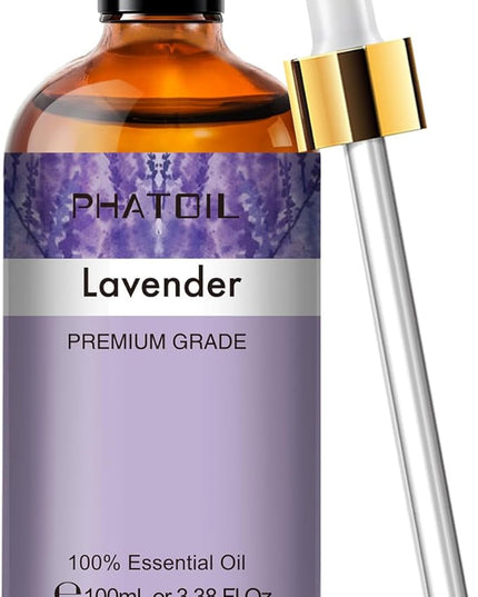 Lavender 3.38fl.oz Essential Oil, PHATOIL Aromatherapy Essential Oils for Diffuser, Humidifier, Perfect for DIY Soap, Candle, Bath Bombs Making(100ml)