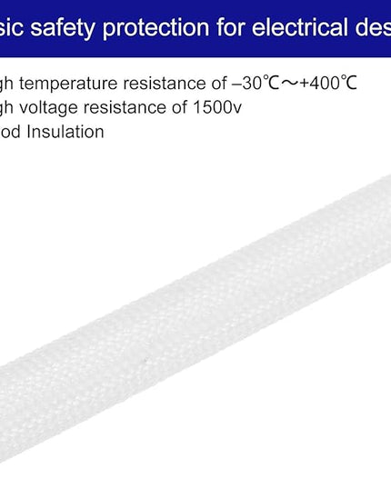 MECCANIXITY 5Pcs Wire Insulation Braid Fire Sleeve,16.4Ft-6mm ID White, High Temp Silicone Coated Fiberglass Sleeving for Automotive Hose Lines Electrical Wiring