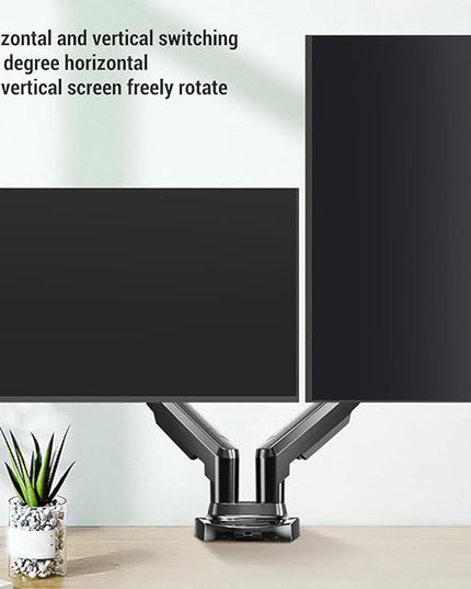 Double Screen Stand, Telescopic Rotating Adjustable 19.8lbs Per Arm Dual Monitor Desk Mount with Vertical Flip 360 Rotation, for 17 to 27 Inch Screen
