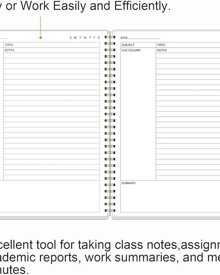 Yaridar A4 Cornell Notes Notebook - 8.5" x 11" College Spiral Cornell Notebooks for Note Taking, Subject College Ruled Steno Pads for Office School/Home, Black Flower