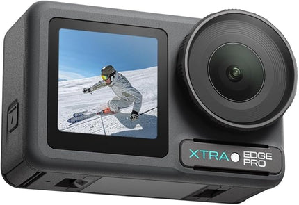 Xtra Edge Pro Action Camera, 4K Vlogging Camera with 1/1.3'' Sensor, 65ft Waterproof, Night View & Stabilization for Cycling, Diving, Sports Shooting