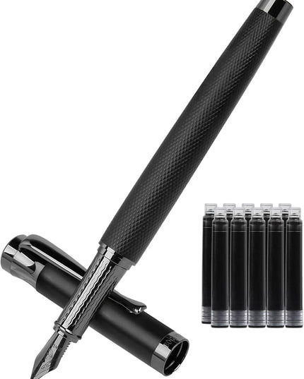 BOCIYER Luxury Fountain Pen Set,Ink Pen for Smooth Writing,Medium Nib,Includes 10 Ink Cartridges&Ink Converter,Best Pen Gift Case for Men & Women,fancy,Journaling,Executive Office pen-Black