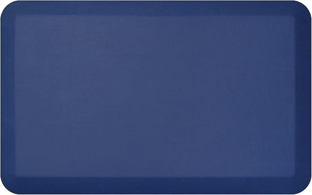 NewLife by GelPro Anti-Fatigue Designer Comfort Kitchen Floor Mat, 20x32”, Leather Grain Navy Stain Resistant Surface with 3/4” Thick Ergo-Foam Core for Health and Wellness