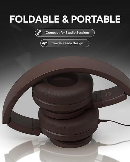 ARTIX CL750 Over Ear Headphones Wired with Mic & Volume Control, Audio with 100% Noise Cancelling Computer Wired, Plug in for Laptop, Dj Corded Studio Headphones