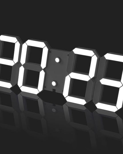 3D Digital Wall Clock 17" with Remote Control,Led Clock Adjustable Brightness Timer 12/24 Hr Time/Date/Temperature for Living Room/Office/Restaurant