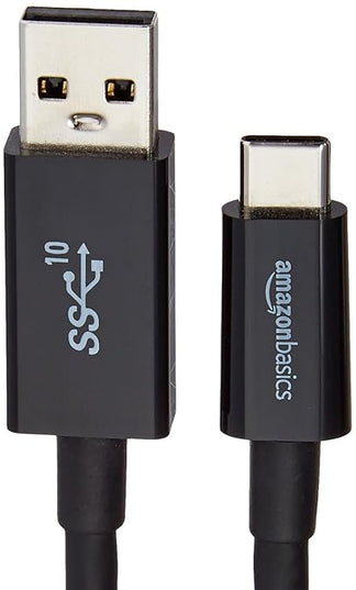 Amazon Basics USB-C to USB-A 3.1 Gen 2 High-Speed Charging Cable, 10Gbps, USB-IF Certified, for Apple iPhone 16/15, iPad, Samsung Galaxy, Tablets, Laptops, 3 Foot, Black