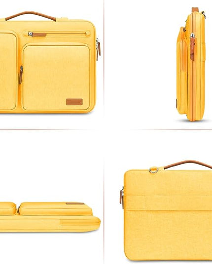 MOSISO 360 Protective Laptop Shoulder Bag,13-13.3 inch Computer Bag Compatible with MacBook, HP, Dell, Lenovo, Asus Notebook,Side Open Messenger Bag with 4 Zipper Pockets&Handle, Yellow
