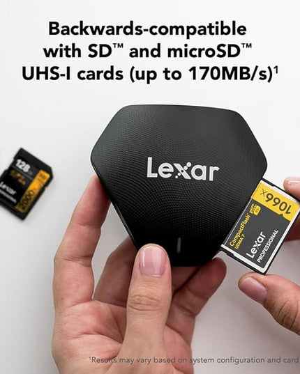 Lexar Professional Multi-Card 3-in-1 USB 3.1 Reader, Supports SD, microSD and CF Cards (LRW500URBNA)