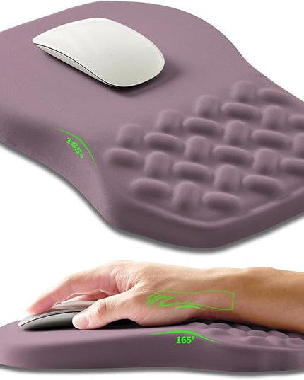 Ergonomic Slope Mouse Pad Wrist Support, Wrist Rest Mousepad for Carpal Tunnel Pain Relief with Massage Bulge and Slow Rebound Memory Foam (12x8 inch, Purple)