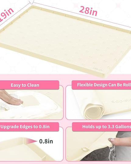 Sdpeia Under Sink Mat 28"×19" Waterproof Silicone Cabinet Liner & Sink Protector for Kitchen & Bathroom, Multi-Purpose Organizers Tray for Pets, Laundry, Cat Litter Mat