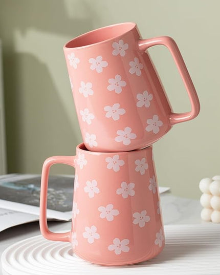 HYTYSKAR 24 OZ Extra Large Ceramic Coffee Mug, Jumbo Coffee Mugs, Big Tea Cups with a Large Handle for Office and Home, Microwave and Dishwasher Safe (24 OZ Pink)