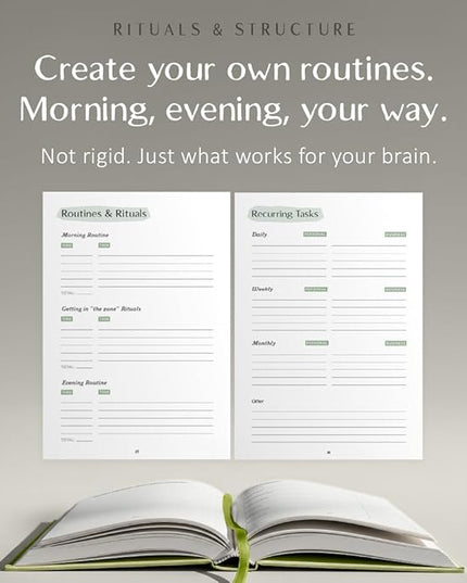The ADHD Planner for Adults - Undated Daily & Weekly ADHD Journal for Disorganized People, 90 Days - Habit Tracker, Record Emotions & Mood - Academic Goals - Structure & Focus for Adults Brains