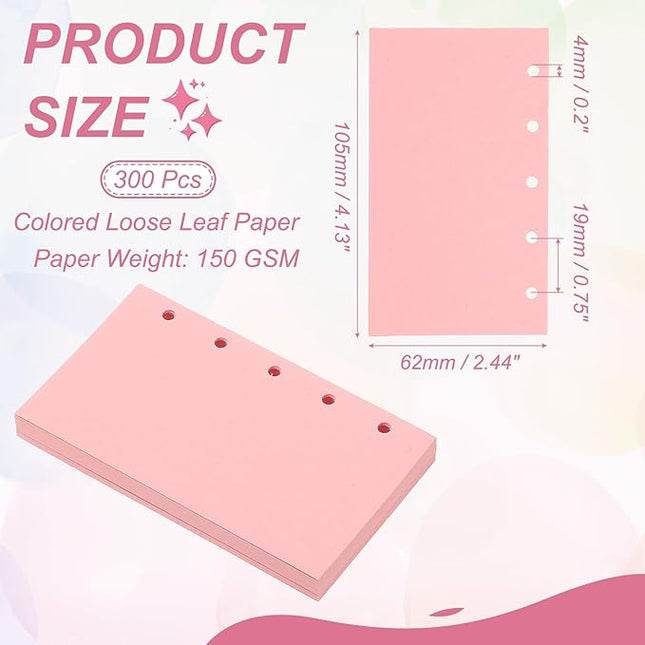 PATIKIL Colored Loose Leaf Paper, 4.1" x 2.5"(A8) 300 Sheets 5 Holes Punched 150GSM Blank Binder Refill Paper Supplies for Office Note Taking Teacher Planner Journal Notebook, Yellow