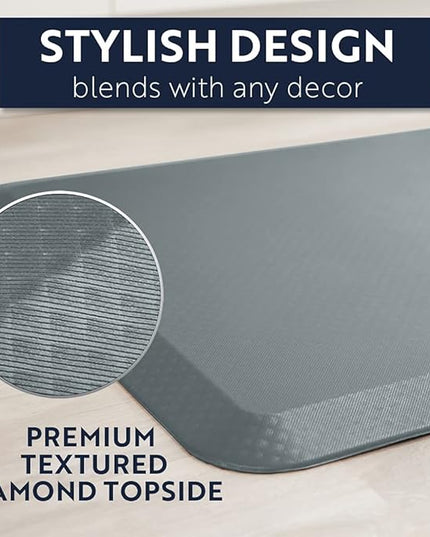 KANGAROO Thick Ergonomic Anti Fatigue Mats for Kitchen Floor, 58x20, Cushioned Standing Office Desk Mat, Waterproof Scratch Resistant Topside, Supportive All Day Comfort Padded Foam Rugs, Gray