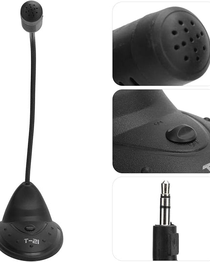 SUNGOOYUE Desktop Computer Microphone, Black ABS, 3.5mm Plug and Play, 360-Degree Adjustable Gooseneck, Gaming and Broadcasting, with Mute, 4.5ft Cable