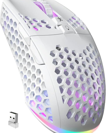 SOLAKAKA SM600 White Wireless Gaming Mouse,Tri-Modes BT5.1/Type-C Wired/2.4G Wireless Mouse with 2 Side Buttons, Programmable Macro Gamer Mouse with RGB Light for Laptop/PC/Mac