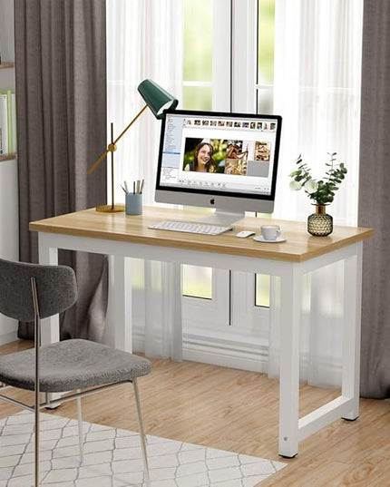 Tribesigns Computer Desk, 47 inch Modern Simple Office Desk Computer Table Study Writing Desk for Home Office, Light Walnut