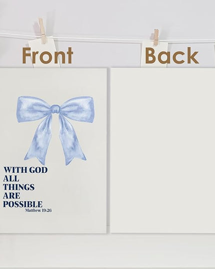 Coquette Blue Bow Christian Spiral Journal Notebook 5.5x8.3in, with God All Things Are Possible Inspirational Prayer Journal for Woman, Inspirational Bible Notebooks for Note Taking