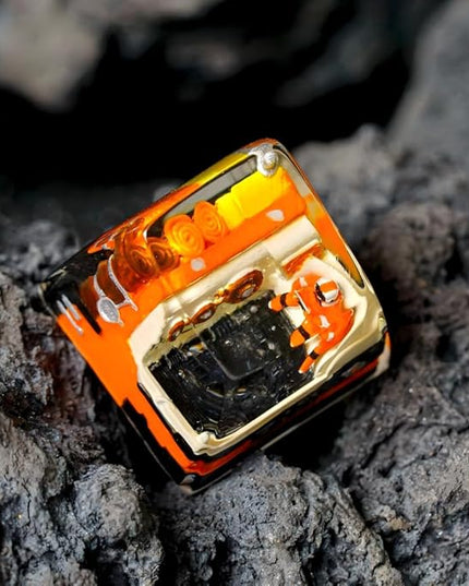 Astronaut Custom Artisan Keycap with Orange Spaceship R1 SA Profile Astronauts Keycaps 1U ESC Handmade Gaming Resin Key Cap Cherry MX Switch Compatible Mechanical Keyboard Space Lover Gift
